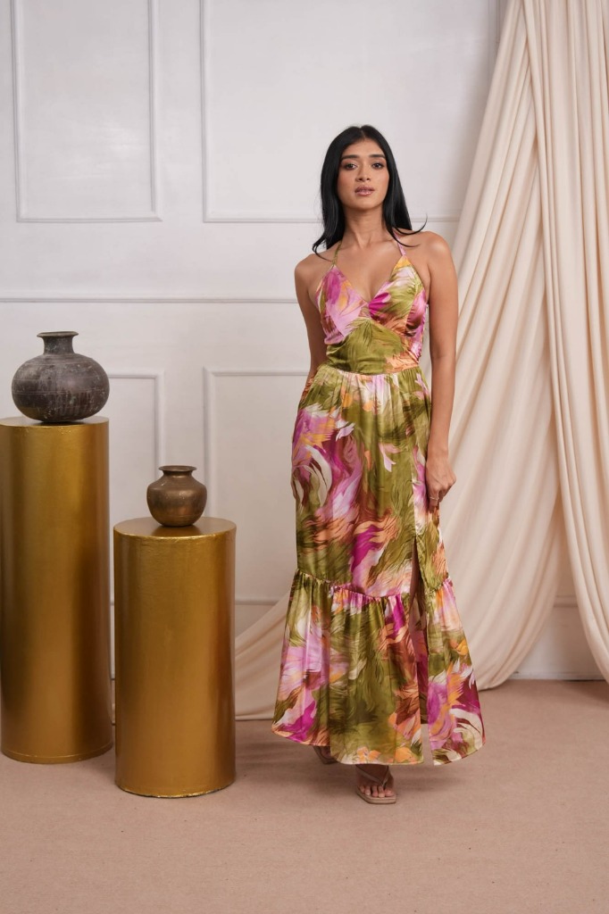 Botanical Halter Tiered Maxi
